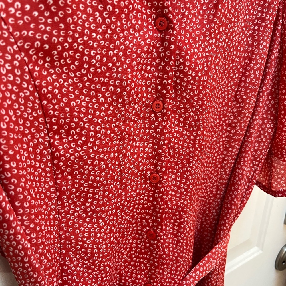 Lulu's Castana Rust Red Print Button-Up Medium - Picture 8 of 10